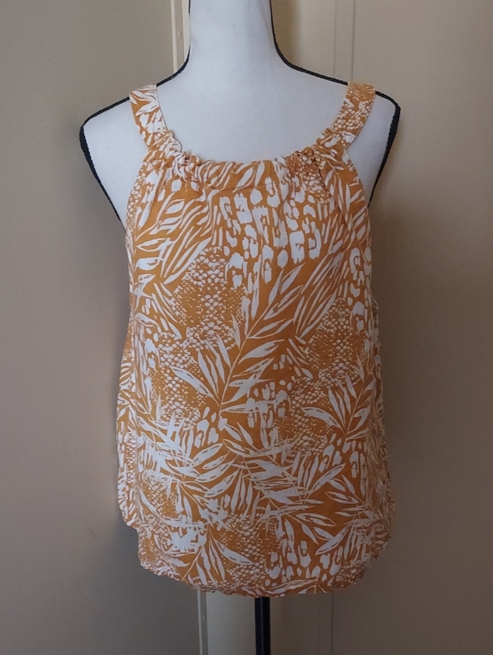 Christian Siriano Yellow and White Printed Tank Top - Picture 3 of 6